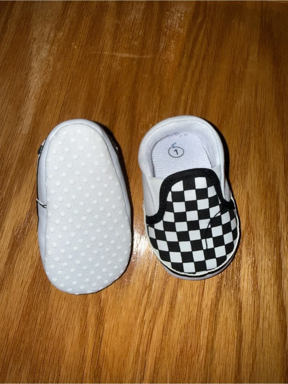 Baby Newborn Black & White Checkered Slip-On Shoes